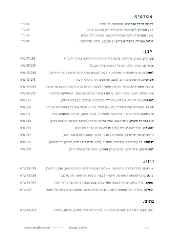 Opinii despre Aso Studio & Salon / אסו סטודיו אוכל în ירושלים - הסעדה